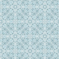Floral tile in blue glow behang