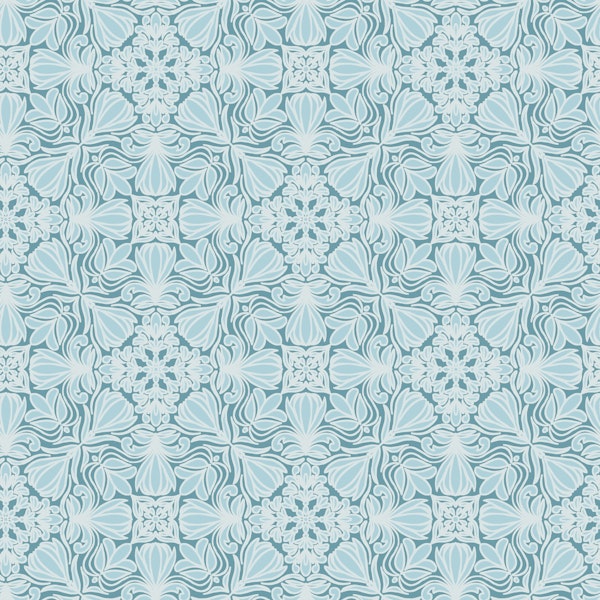 Floral tile in blue glow