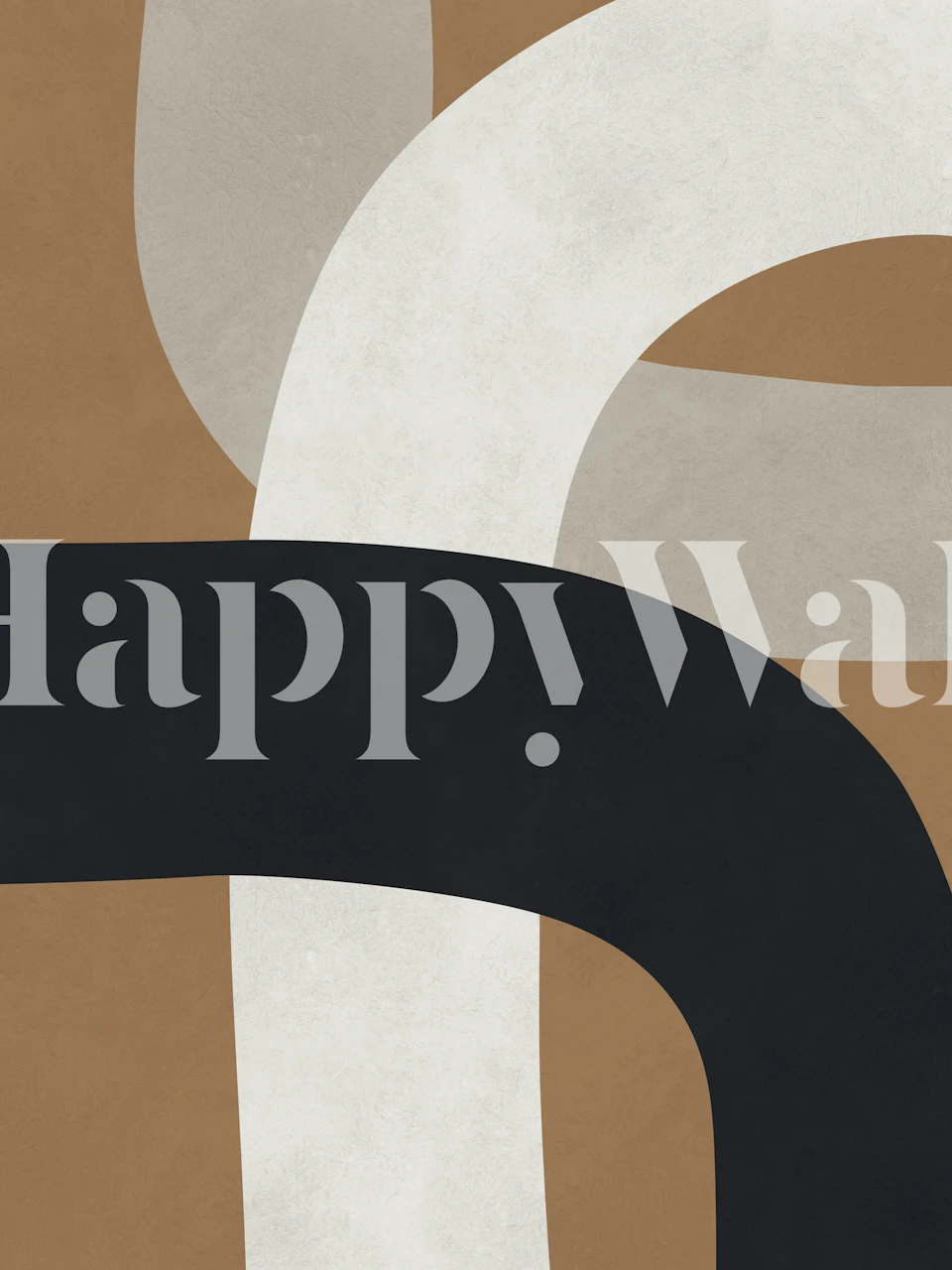 Abstract curved shapes in black, white, and beige wallpaper