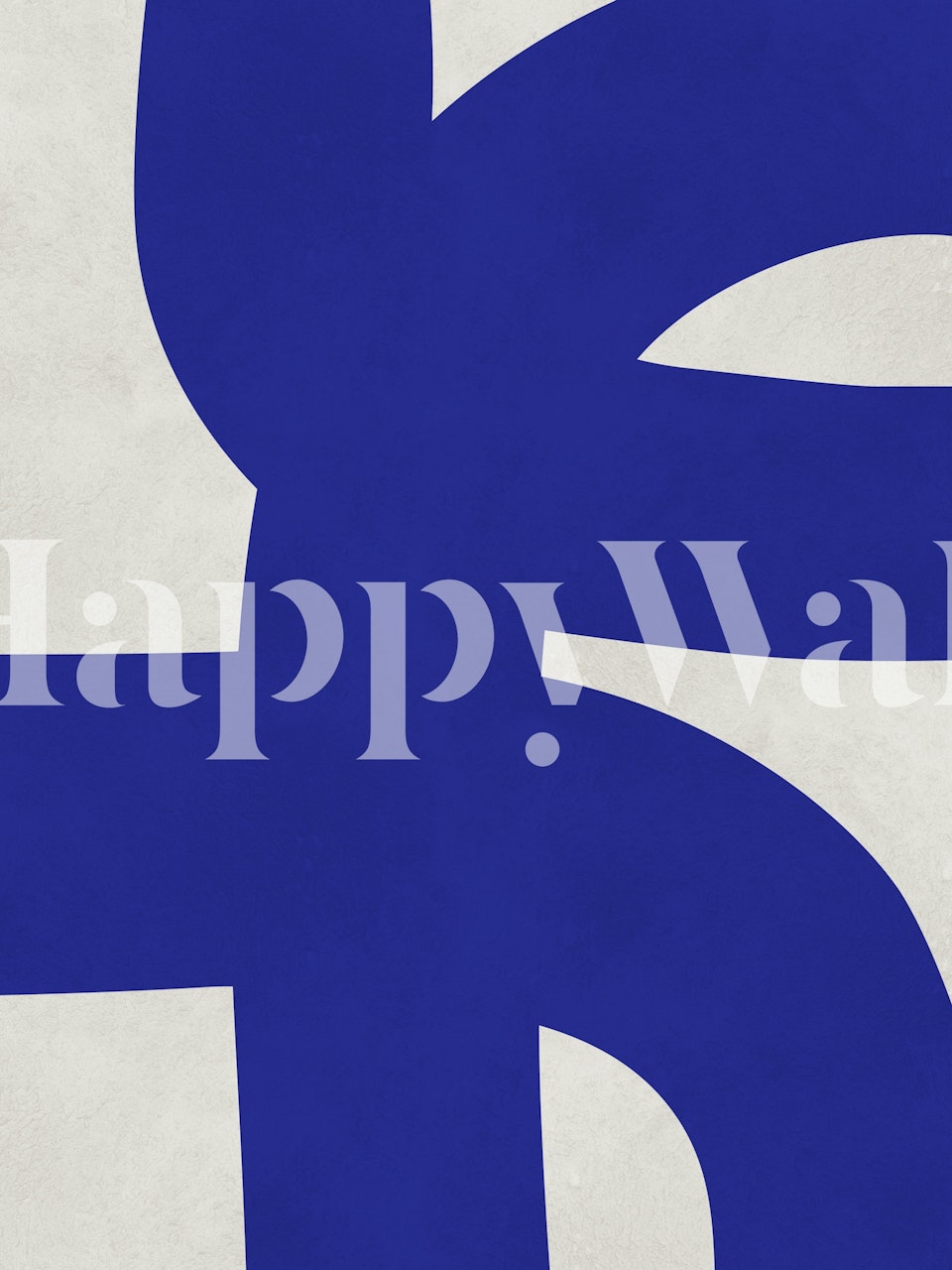 Cobalt blue geometric shapes on light textured wallpaper