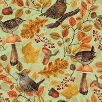 Autumn leaves, berries, mushrooms and wrens ταπετσαρία