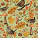 Autumn leaves, berries, mushrooms and wrens