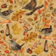 Autumn leaves, berries, mushrooms and wrens 2