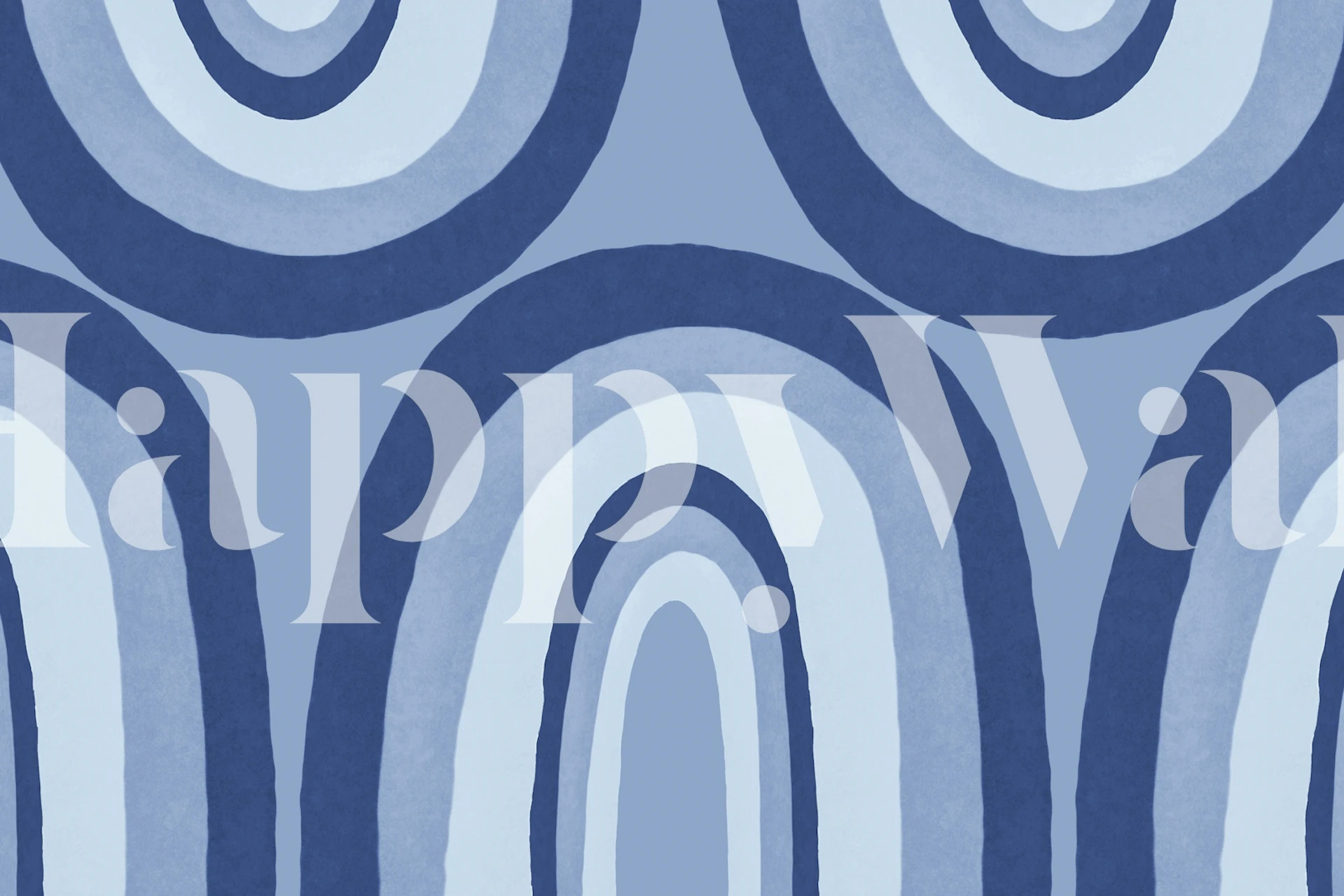 Blue boho rainbow arches pattern wallpaper