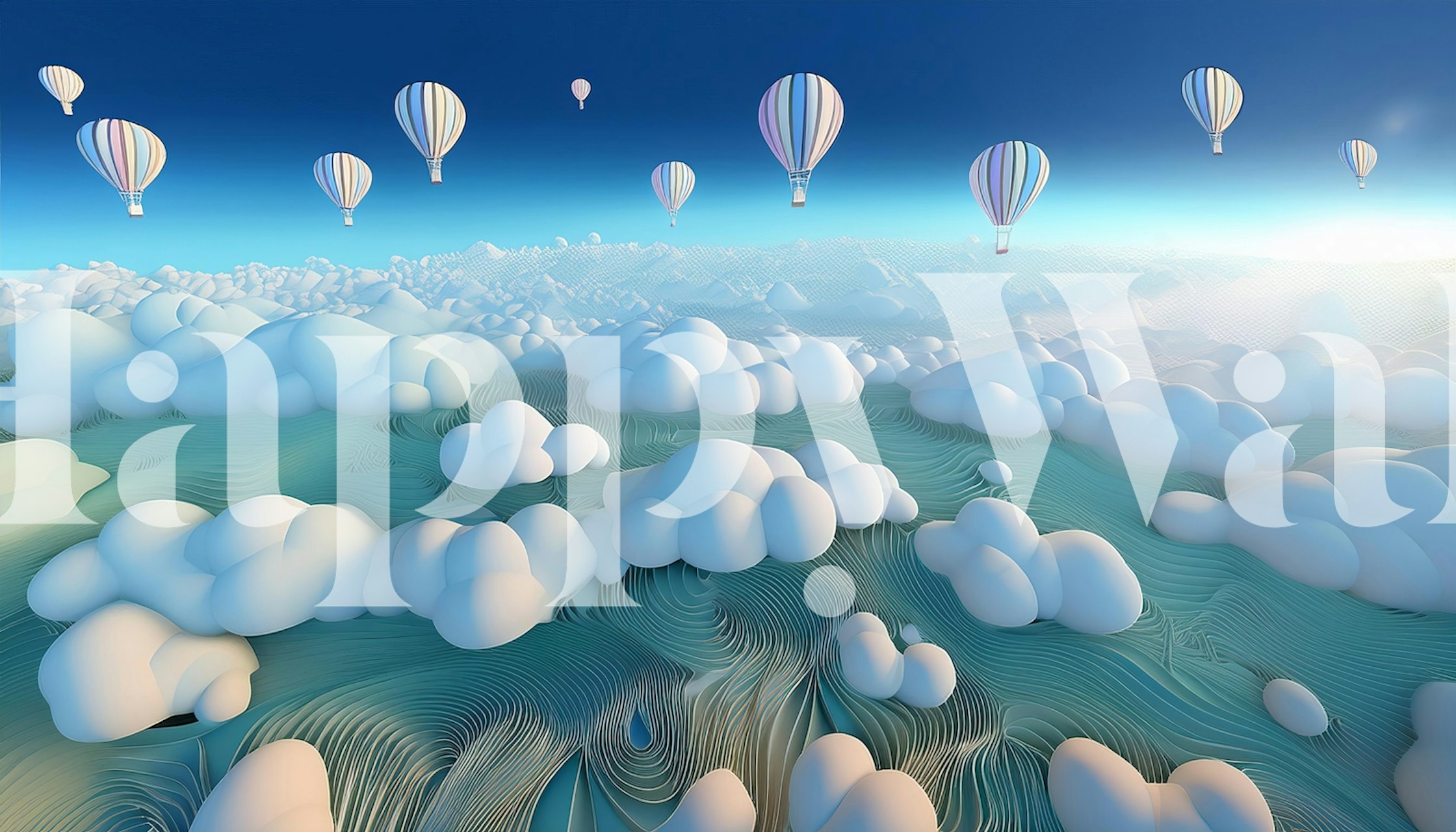 Hot air balloon wallpaper in a room