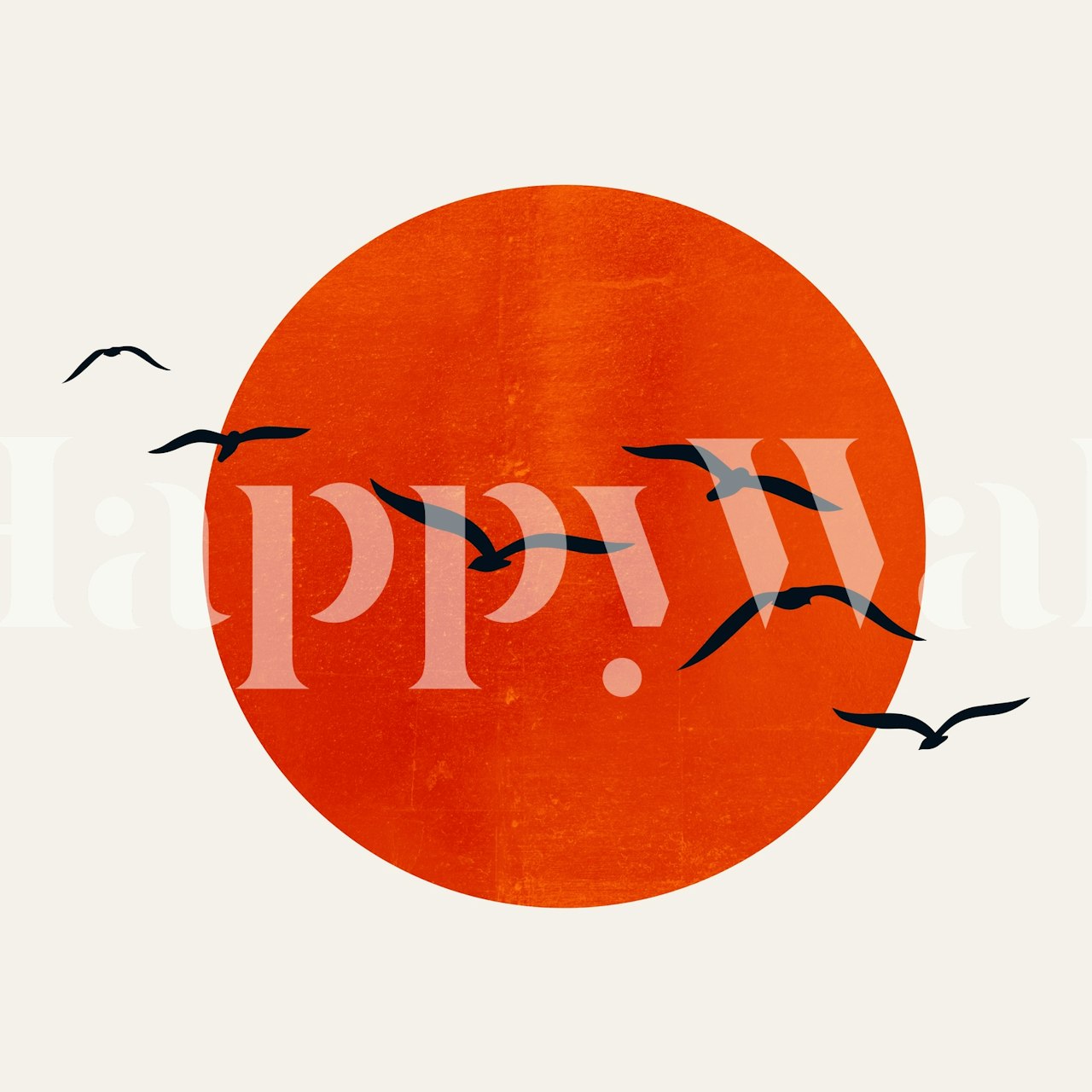 Silhouetted birds on sunset backdrop wallpaper