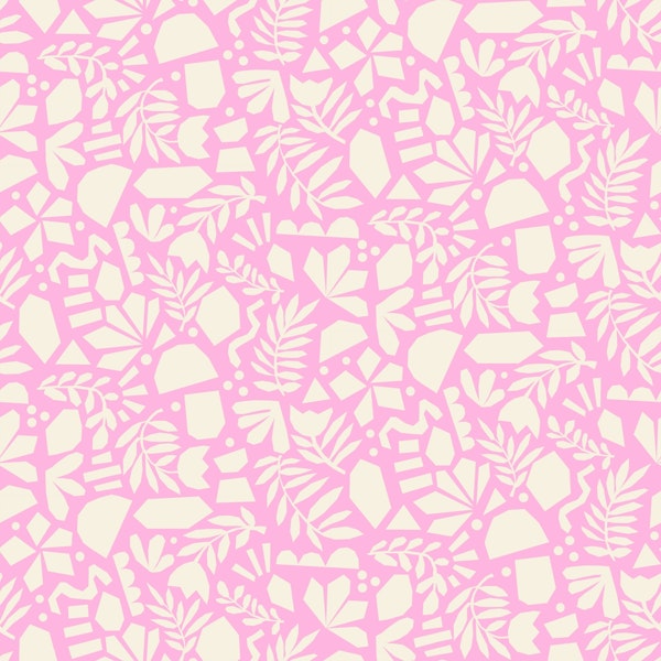 Cut Out Collage Floral Abstract Light Pink