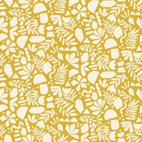 Cut Out Collage Floral Abstract Ochre Yellow papel pintado