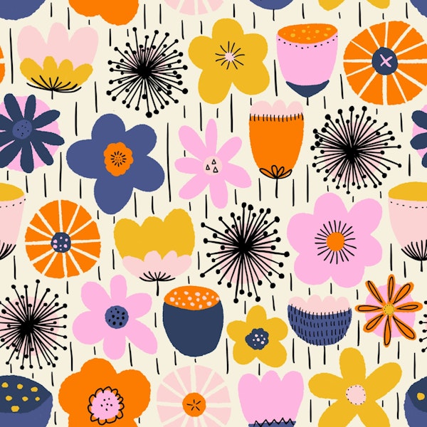 Blooming Scandinavian Retro Flowers