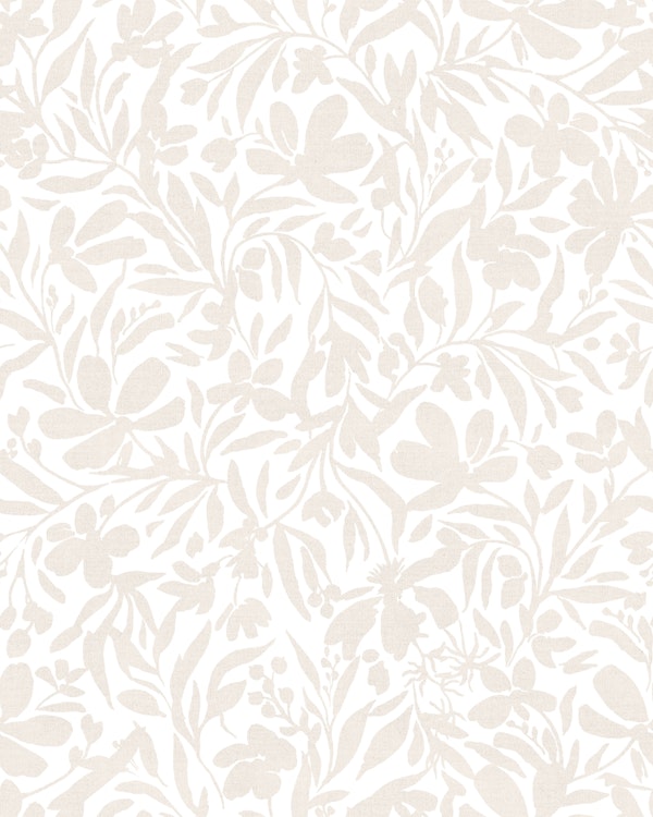 Refined bohemian mono warm gray white floral