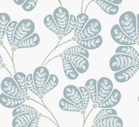 Olivia - Sage Green and Blue Leaves tapete
