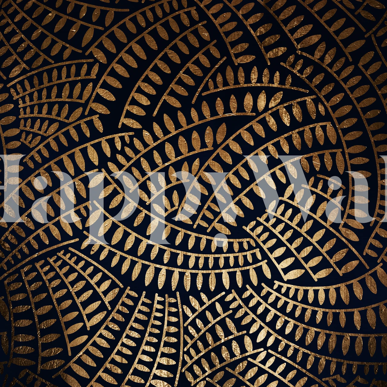 Black and gold leaf pattern wallpaper