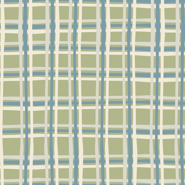 Hand-Drawn Stripes Plaid Grid - Sage Green