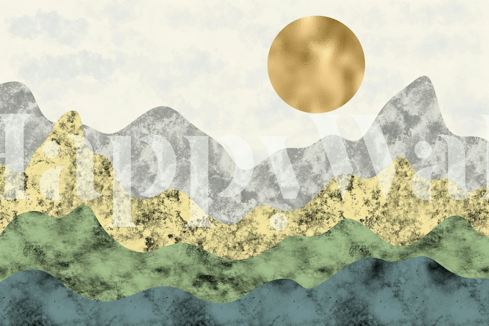 Whimsical Landscape 3 behang in een kamer