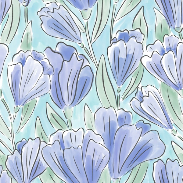 Botanic Blue Watercolour Breeze