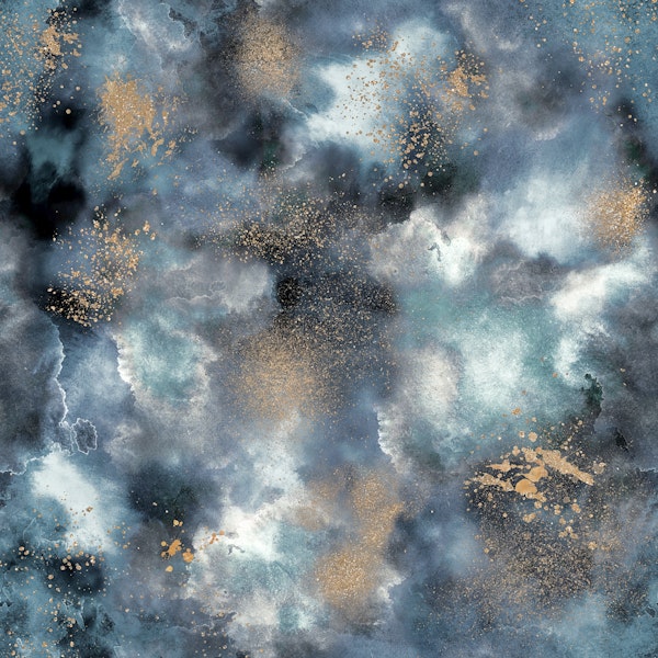 Celestial Nebula Space Marble Blue Gold