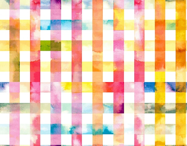 Gingham Watercolor Vibrant Yellow Pink