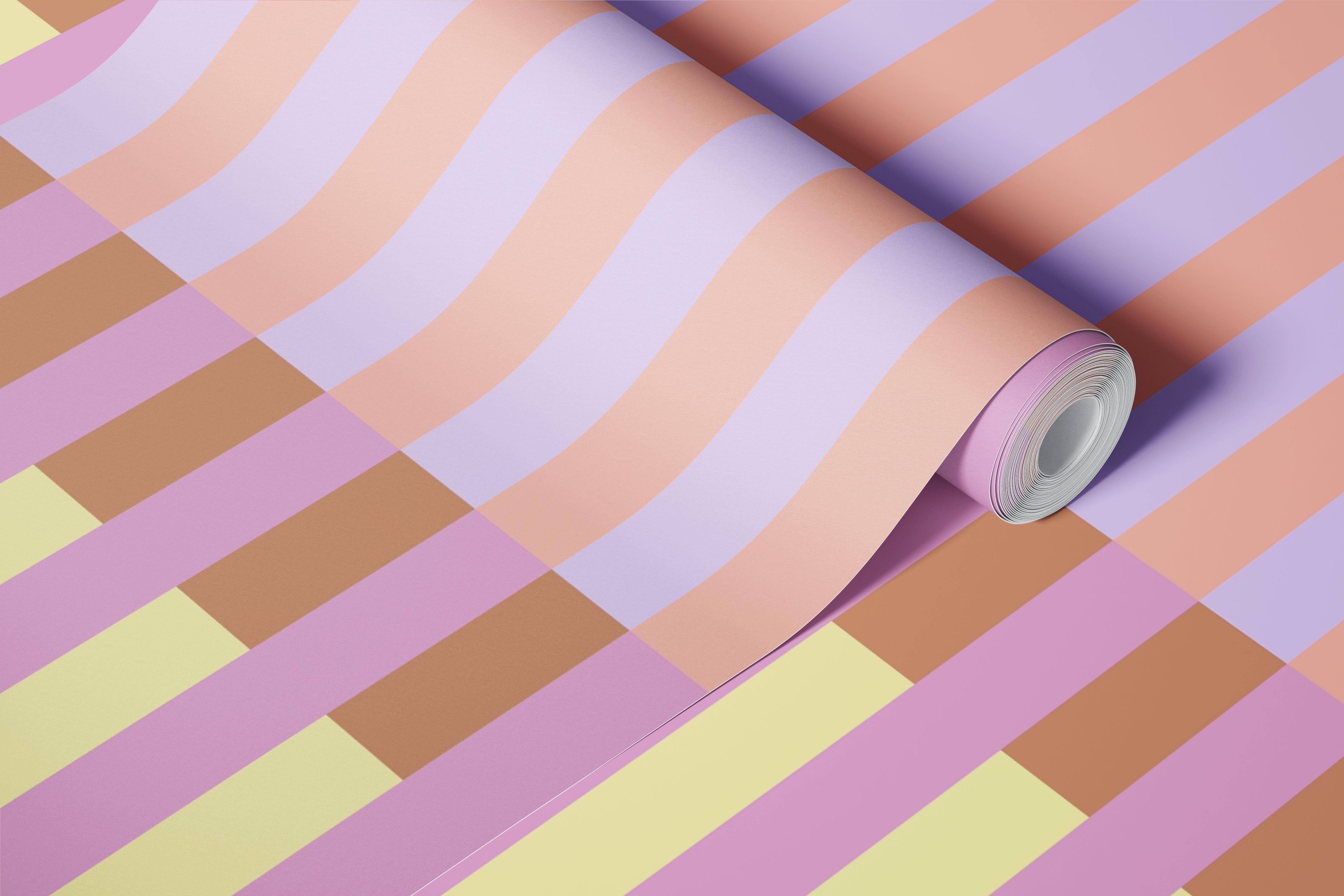 Wallpaper Tile Stripes Apricot Yellow en una habitación