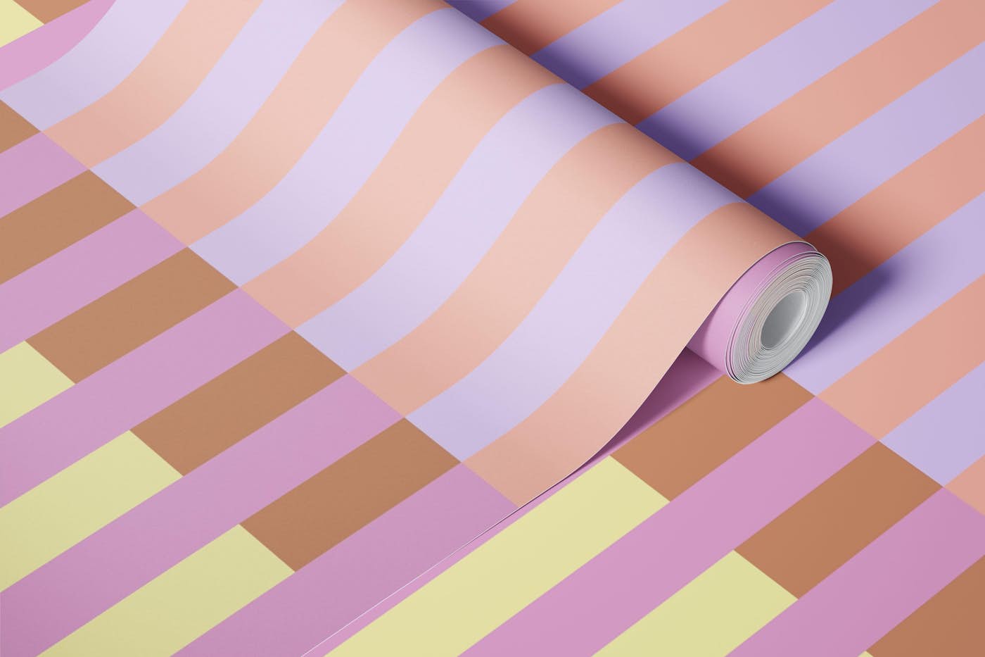 Tile Stripes Apricot Yellow wallpaper roll