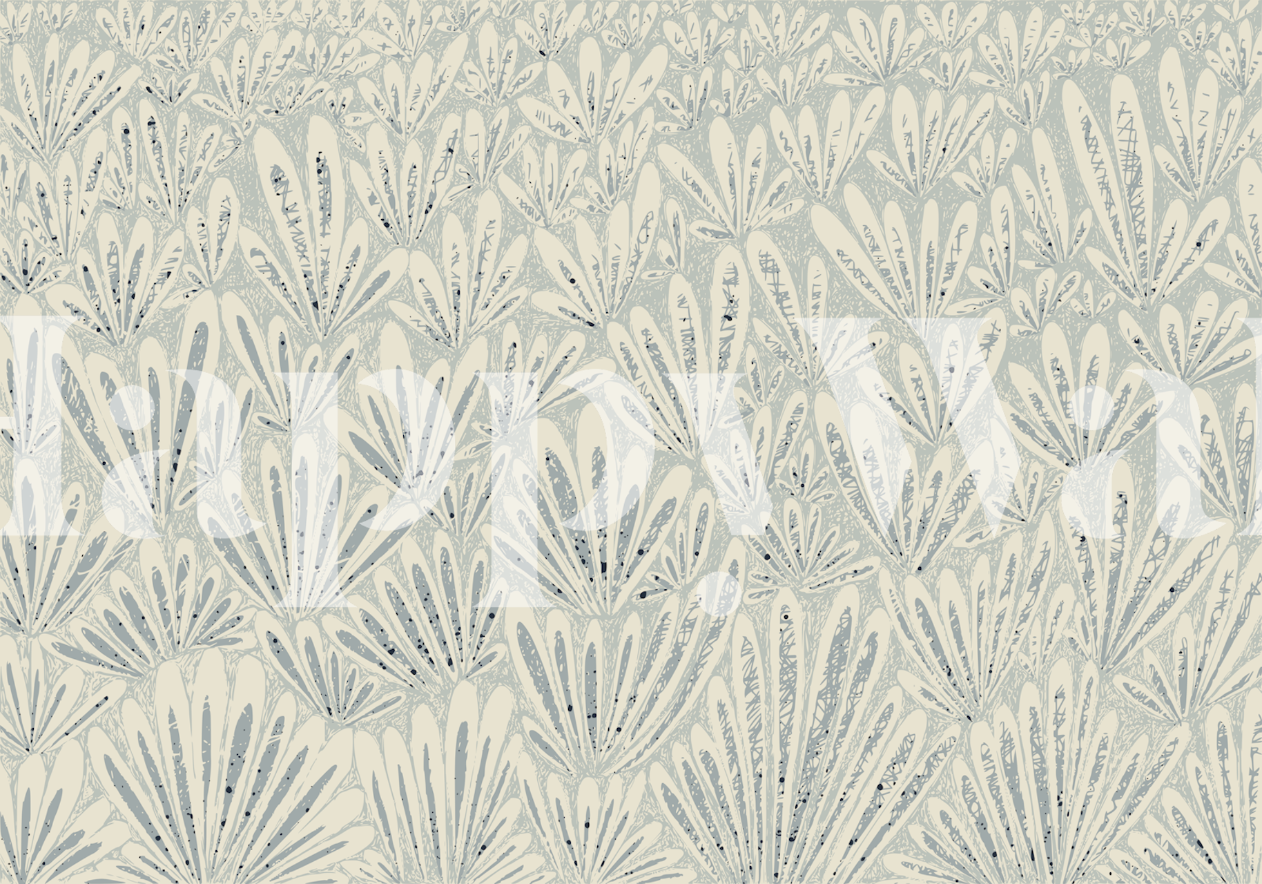 Floral leaves pattern in chalky blue and cream wallpaper