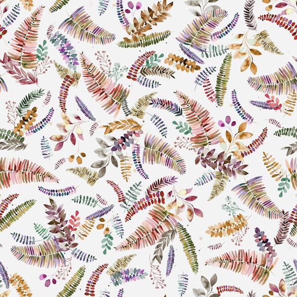 Rustic Forest Ferns Branches Purple