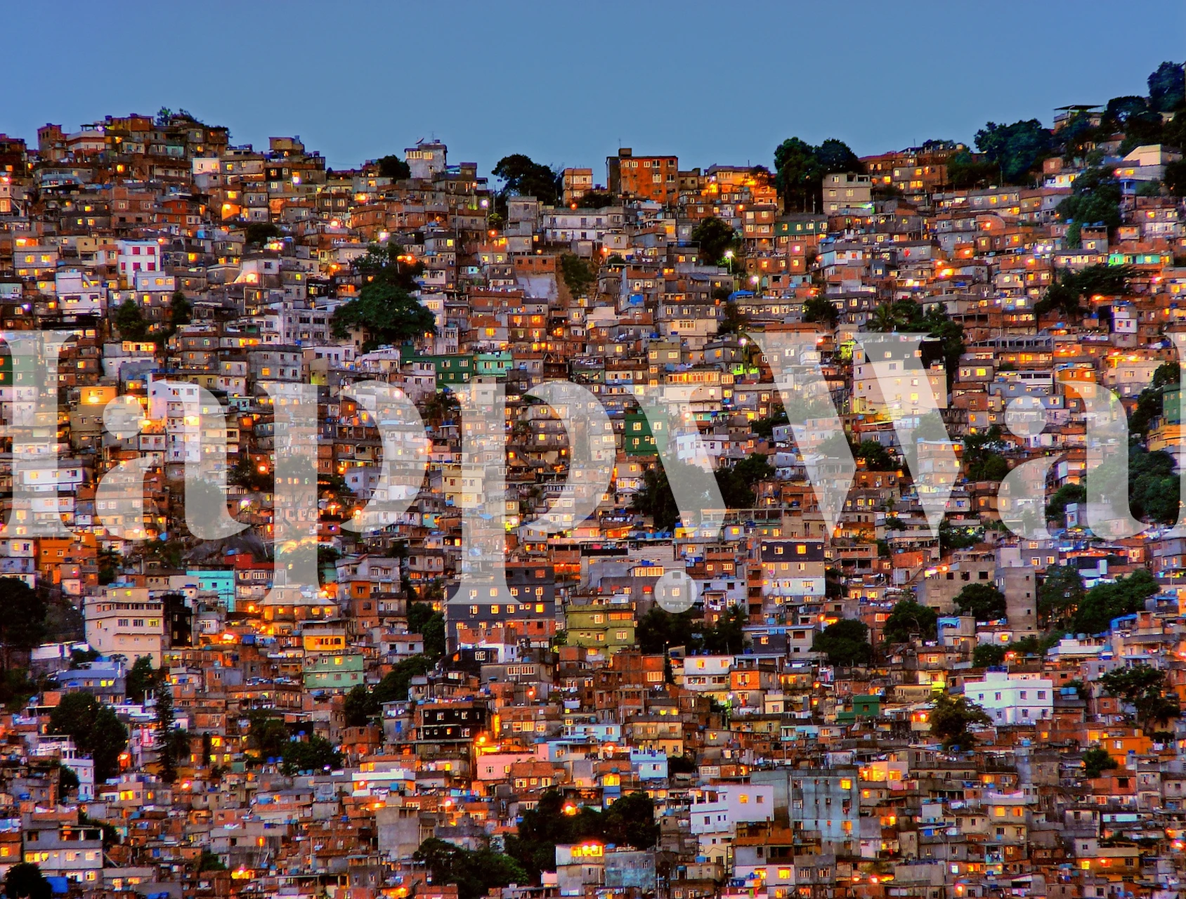 Colorful urban favela city landscape at night wallpaper