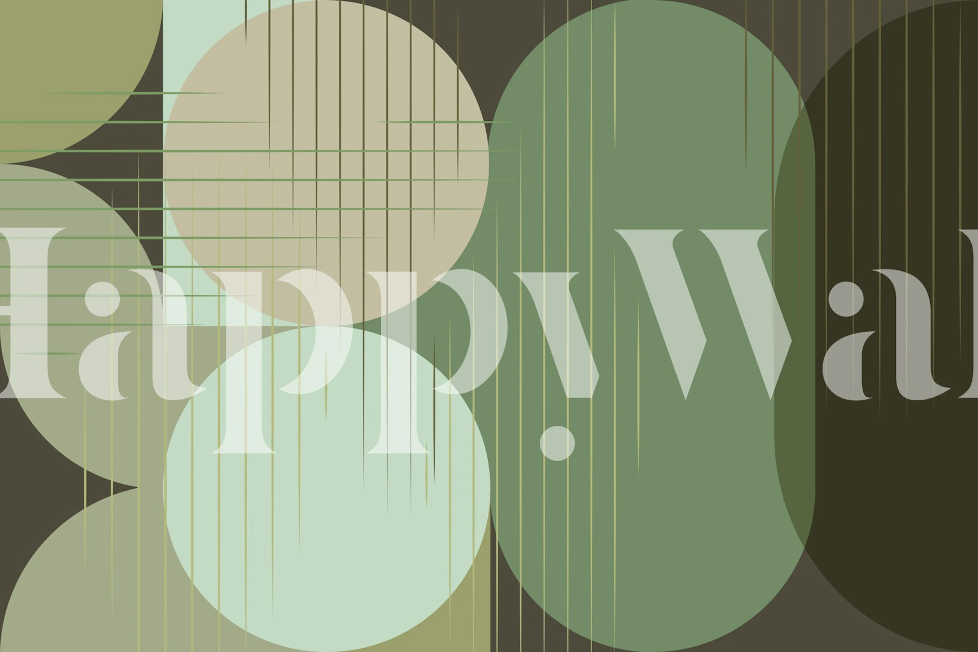 Geometric shapes and lines in shades of green and beige wallpaper