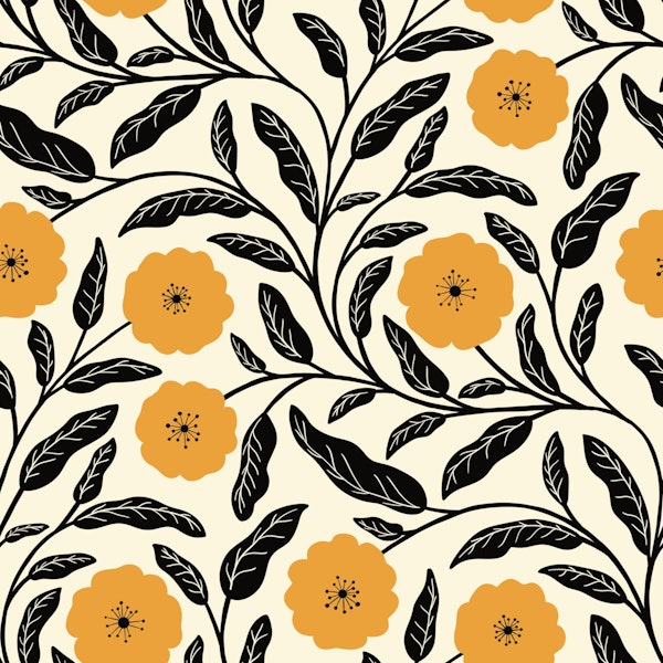 Bold Botanical Blooms on Cream