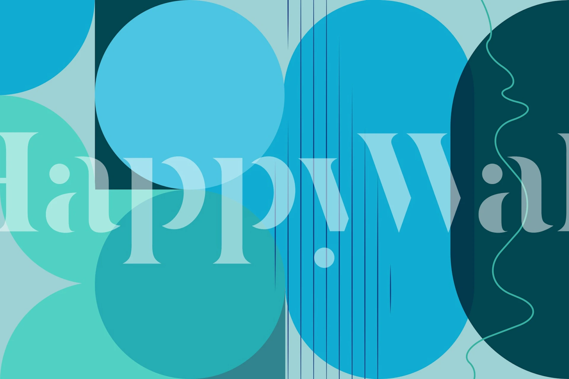 Abstract design with blue circles and shapes wallpaper
