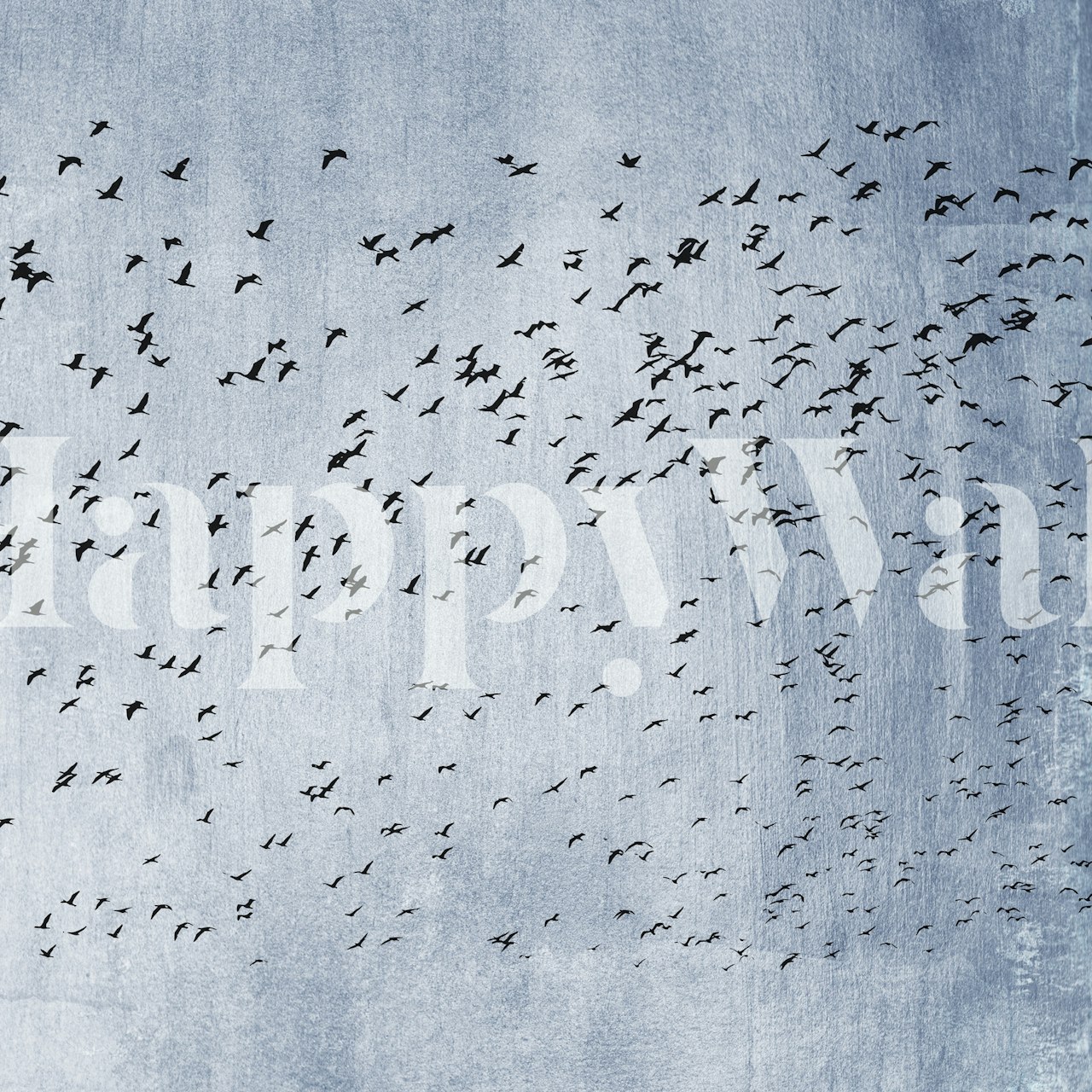 A flock of birds in black silhouette against a white background, modern design wallpaper