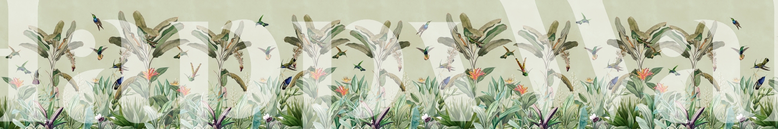 Exotic Vintage Hummingbird Garden wallpaper in a room