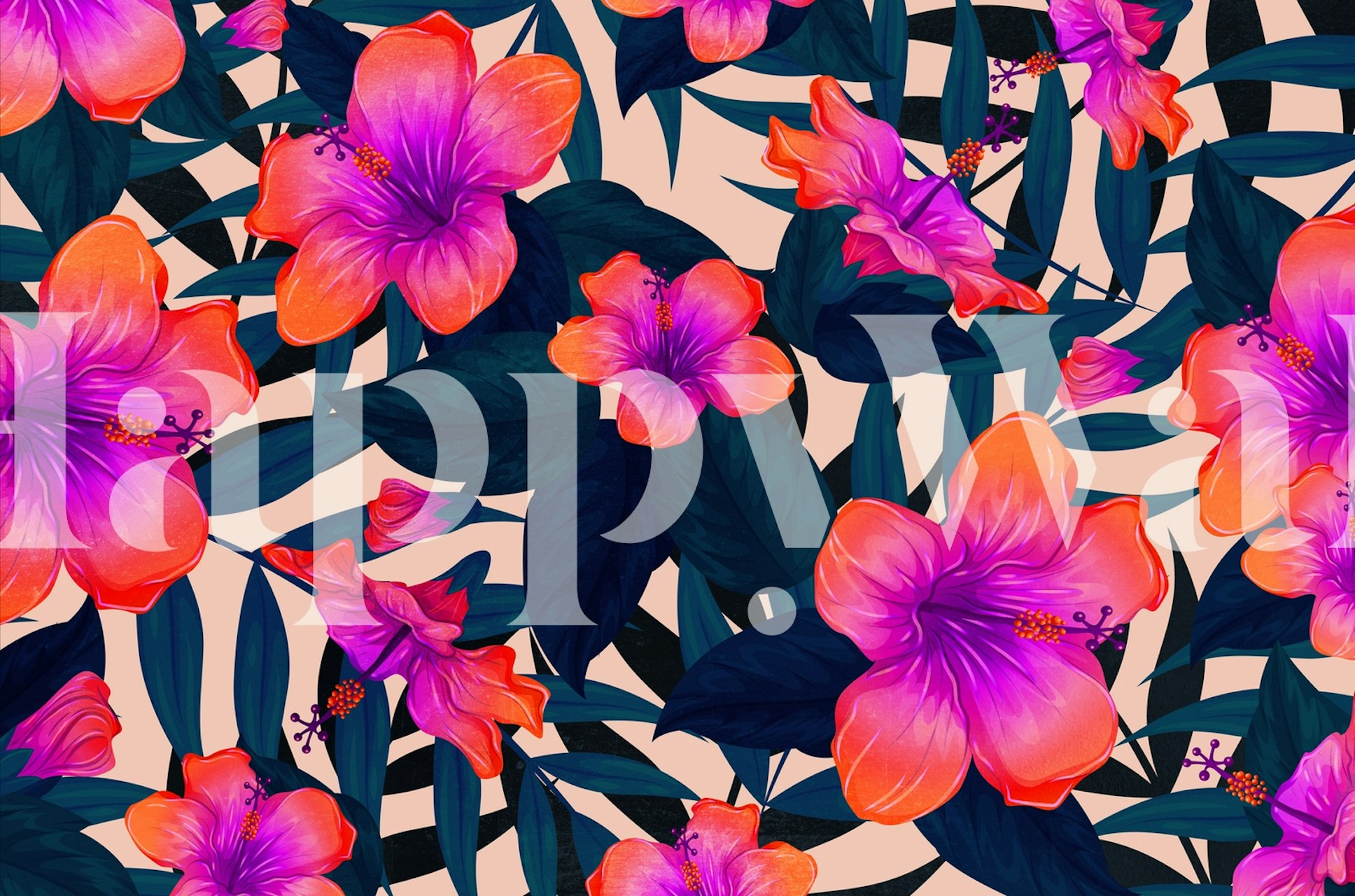 Tropical Flowers wallpaper in a stylish room