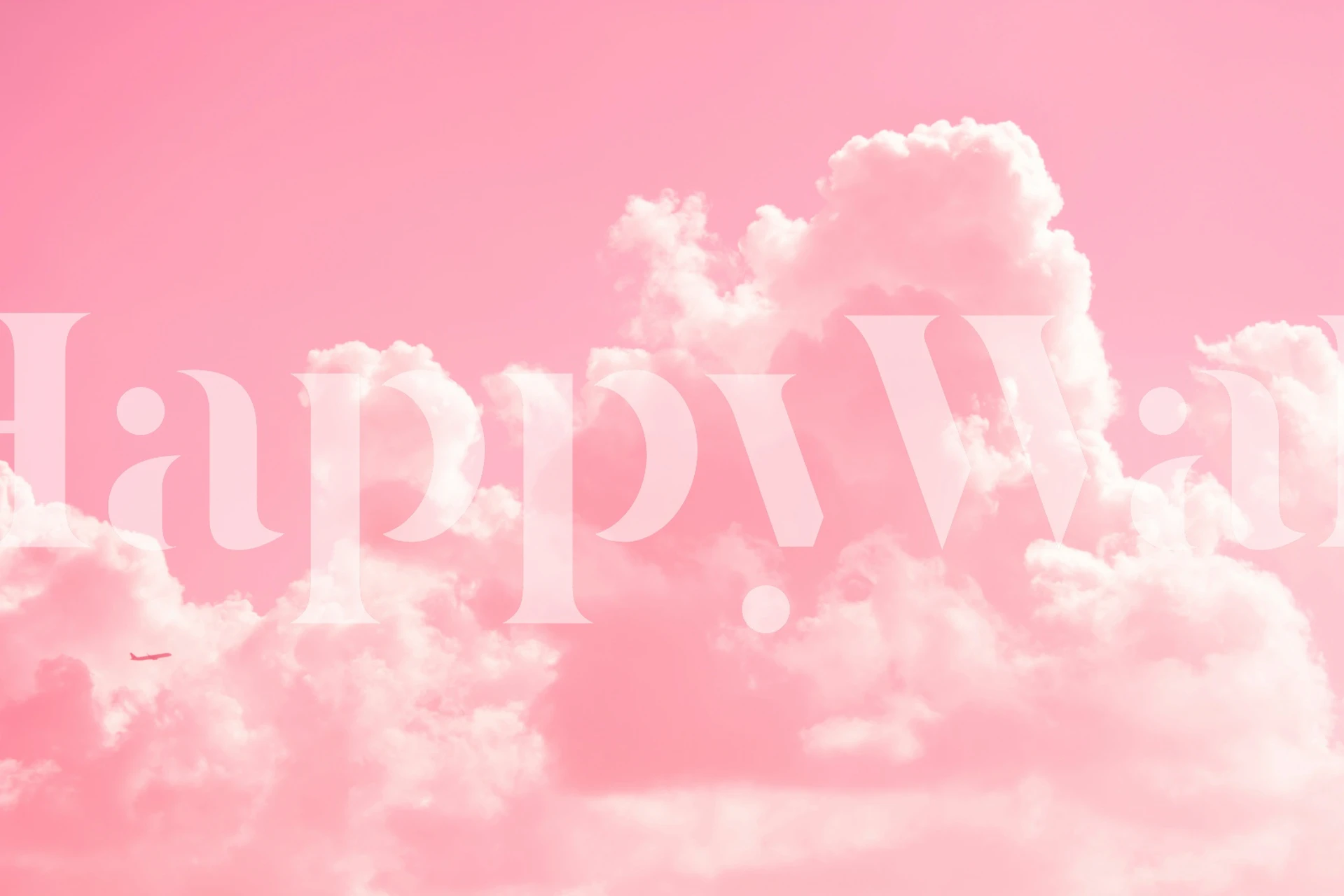 Pink cloudy wallpaper in a room setting