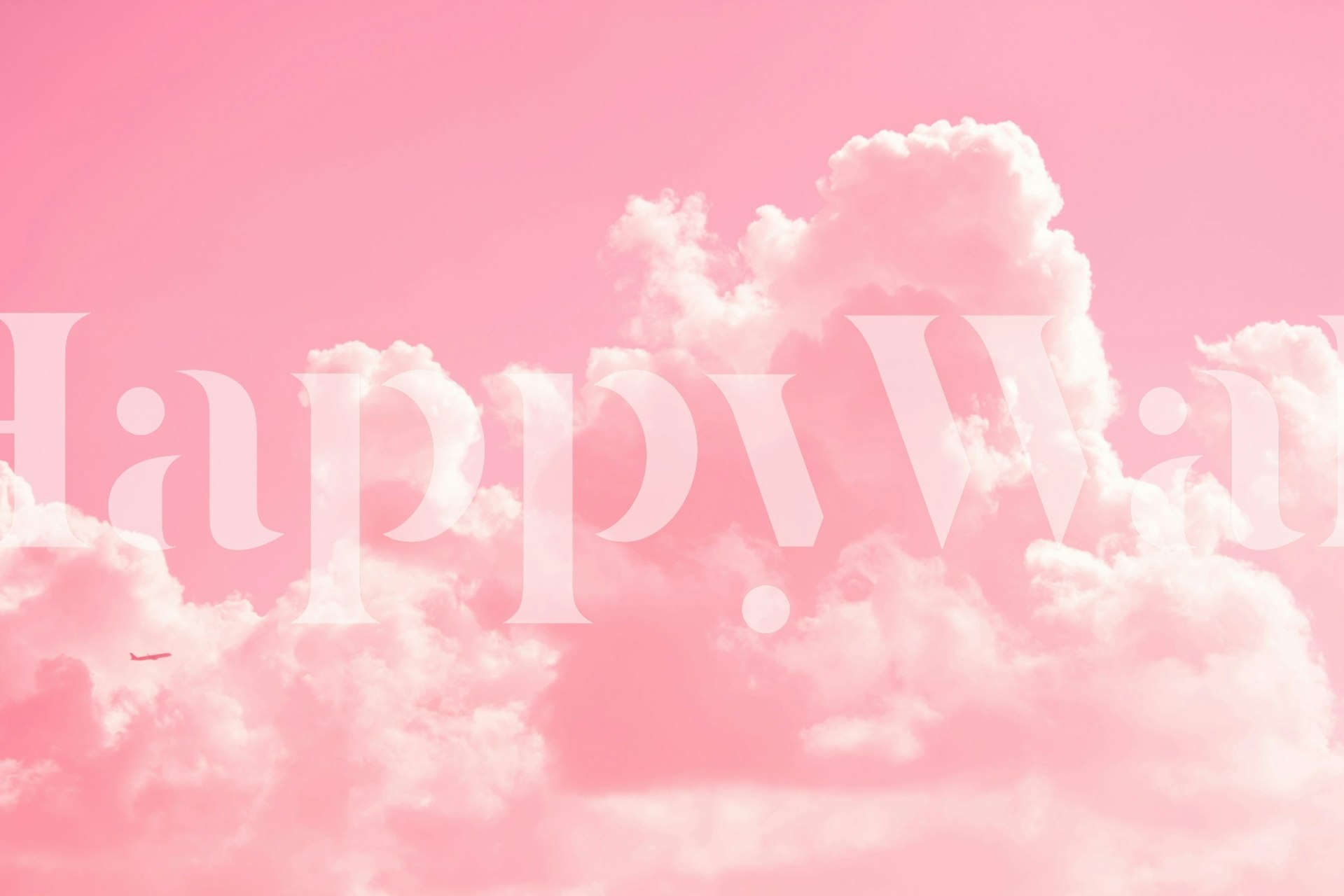 Pink cloudy wallpaper in a room setting