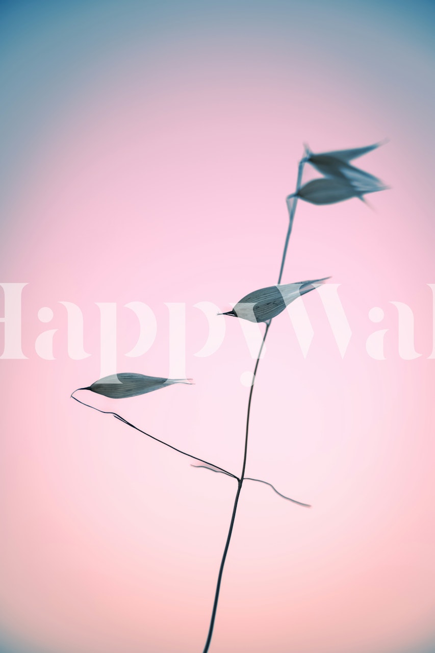 Soft pastel botanical wallpaper with delicate leaves