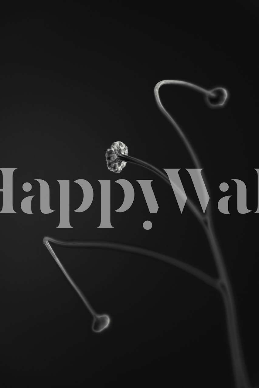Black and white floral design wallpaper