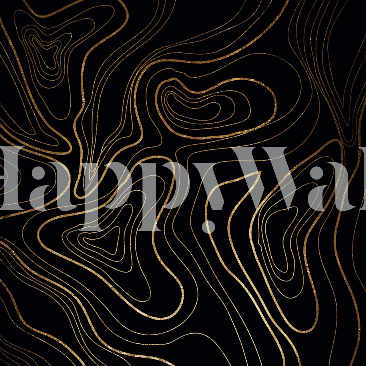 Curvy golden lines on black background abstract wallpaper