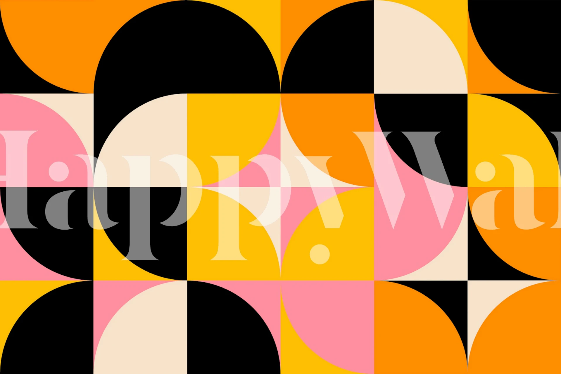 Colorful geometric shapes in pink, black, and yellow wallpaper