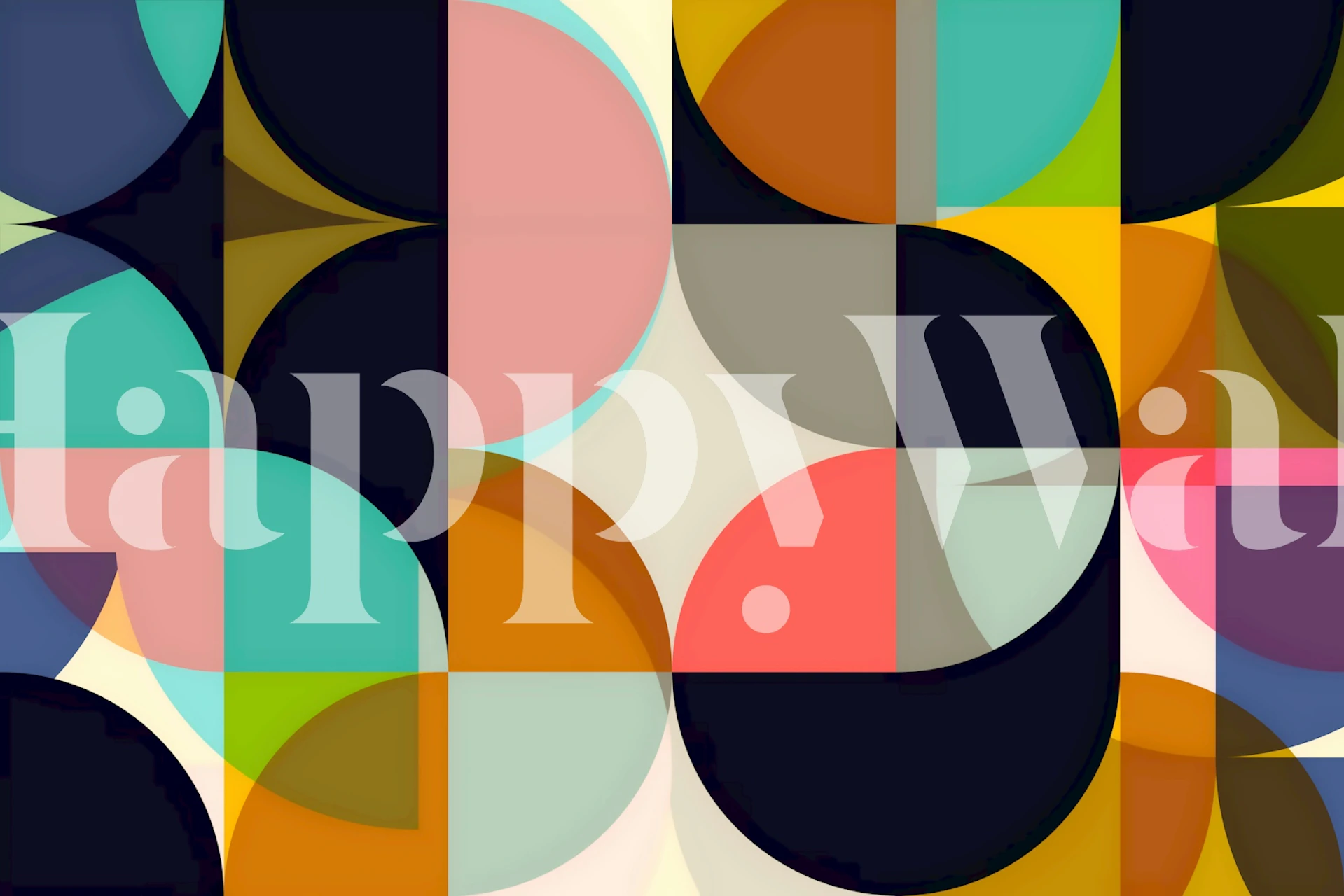 Geometric shapes in pink, teal, navy, and mustard colors wallpaper