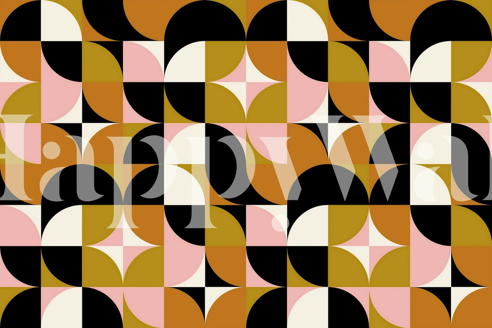 Mid-Century Curves wallpaper displayed in a room