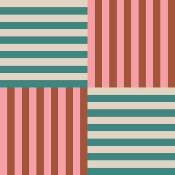 Retro Teal Pink Striped Geometric Pattern