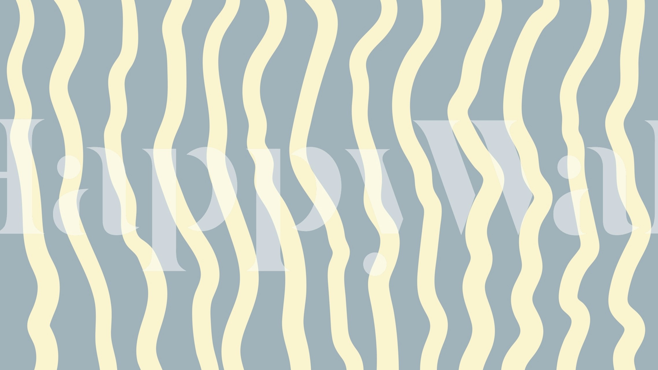 Wavy blue and cream pattern wallpaper