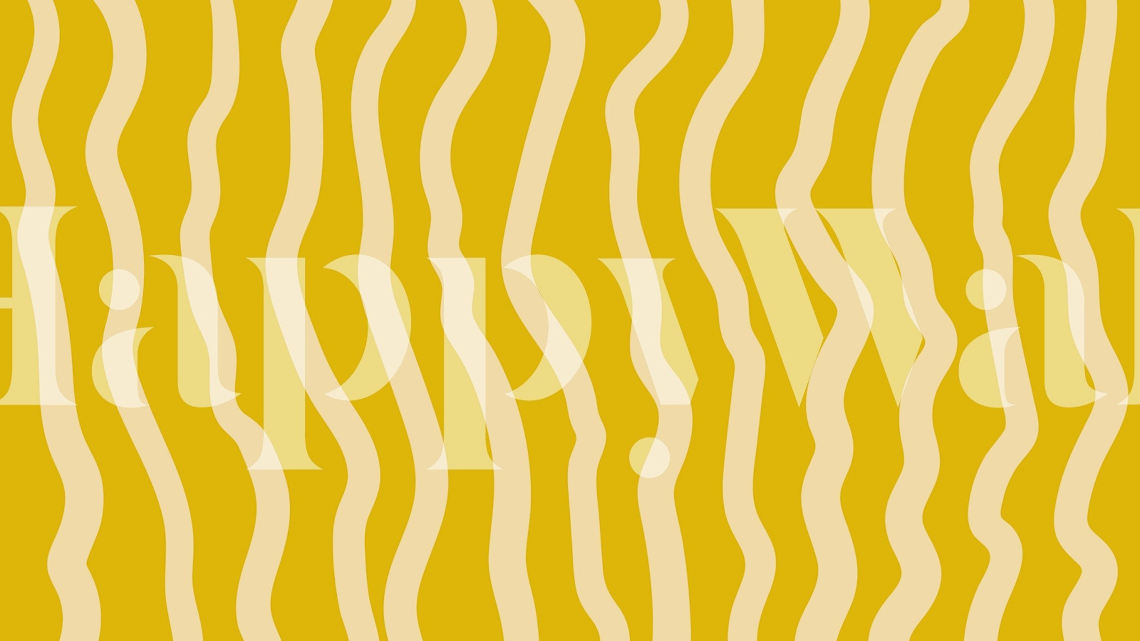 Modern wavy lines pattern in yellow and cream wallpaper