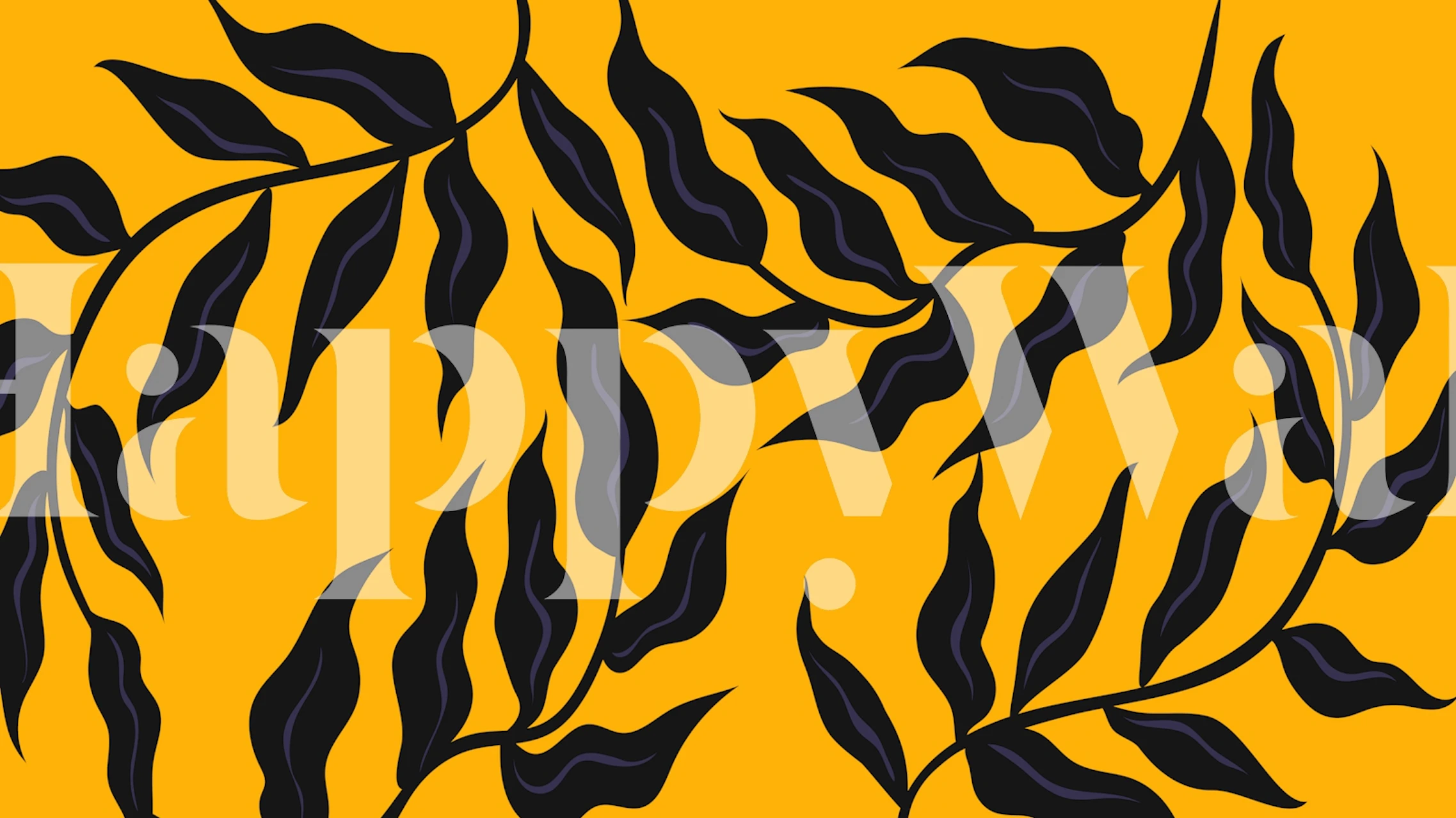 Noir Flora on Gold wallpaper in a room