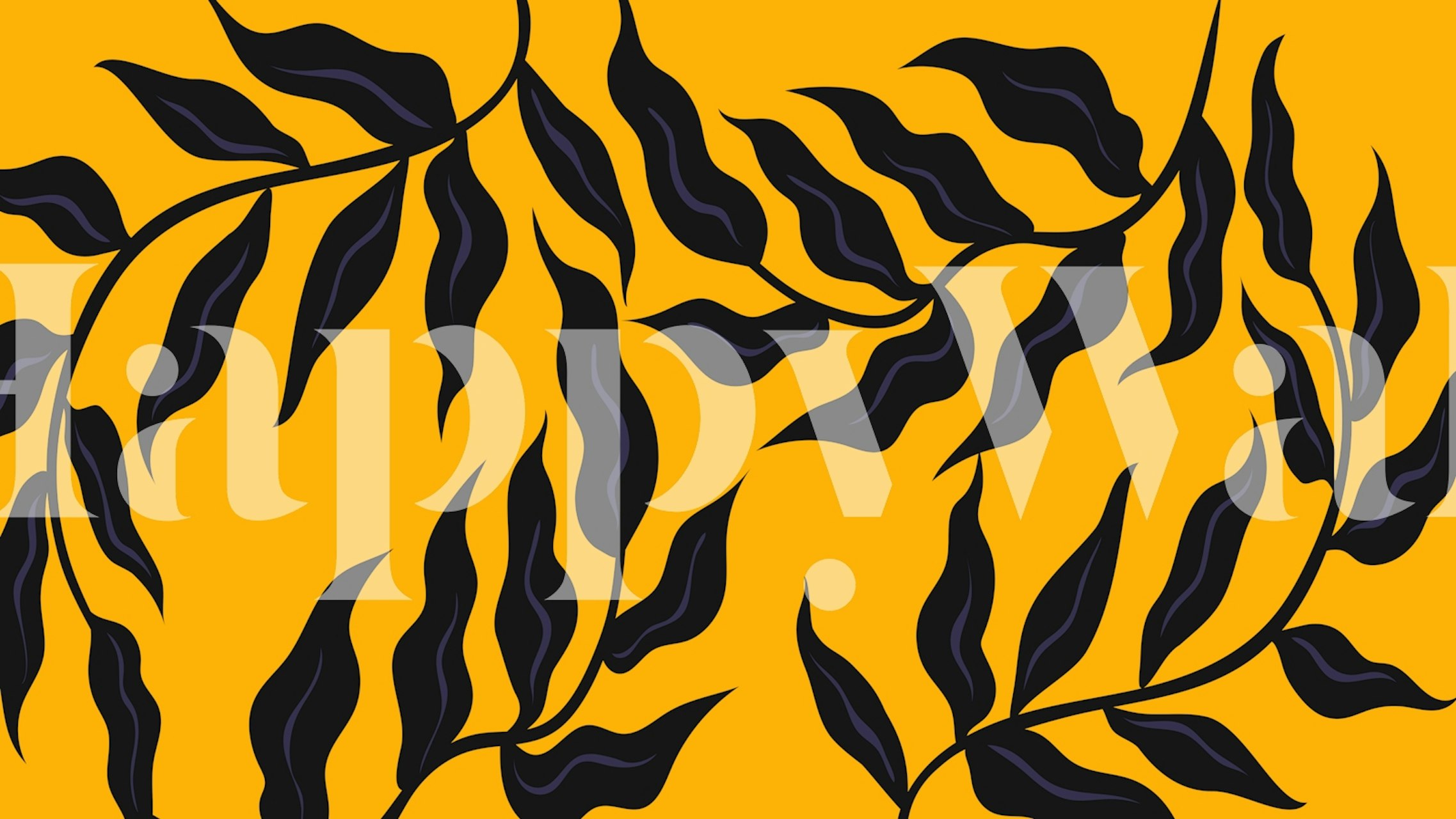 Noir Flora on Gold wallpaper in a room