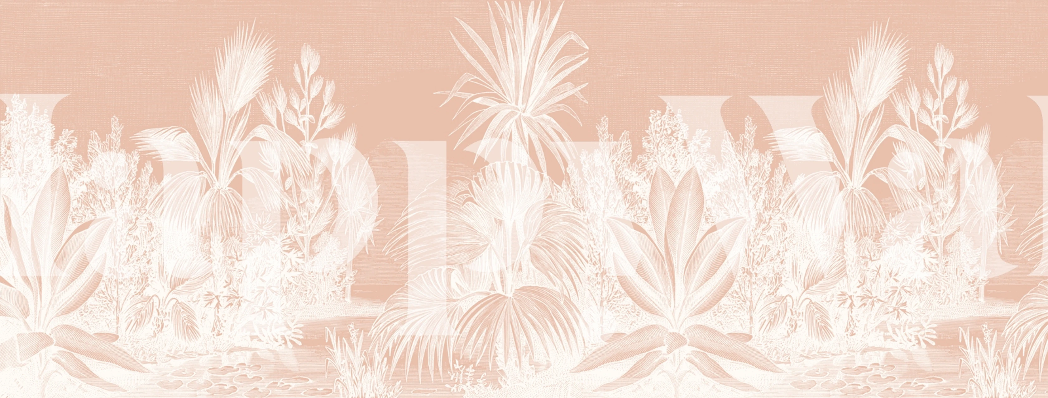 Peach Champagne Exotic Jungle Tapete in einem Raum