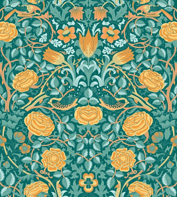 Victorian Rose 4 teal