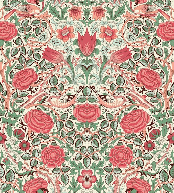 Victorian Rose 6 red & green
