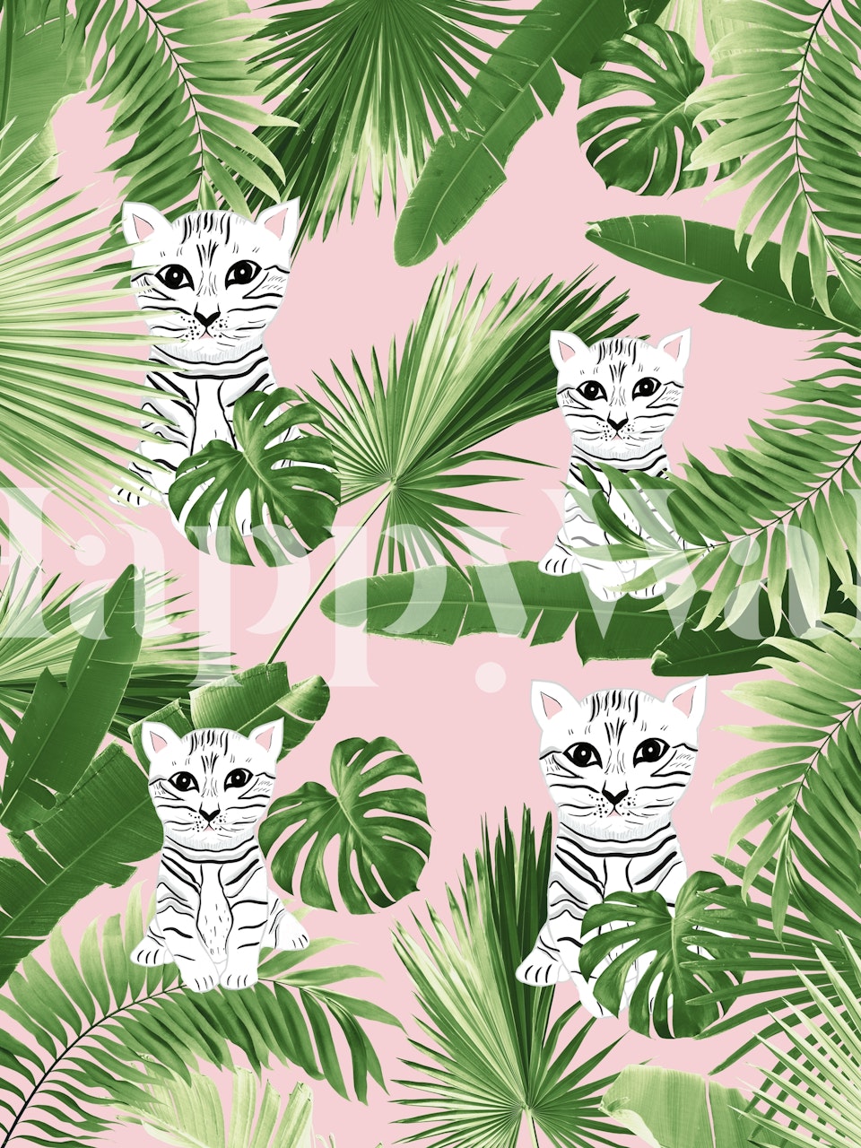 Wallpaper featuring baby cats in a jungle