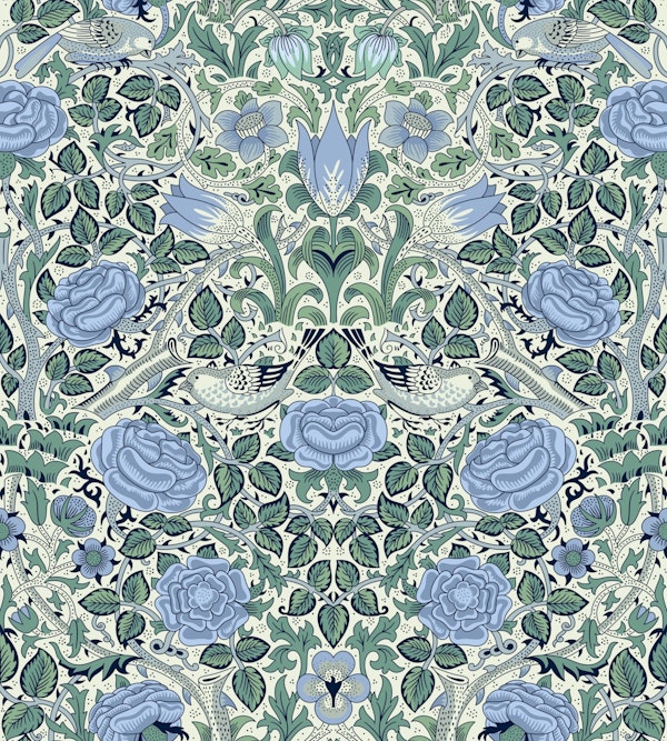 Victorian Rose 15 blue and green